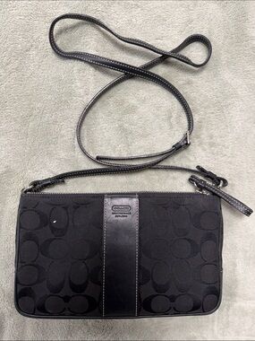 Y2K Coach Black Signature Monogram Crossbody Bag